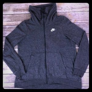 Nike gray mockneck zipup sweater half hoodie Med